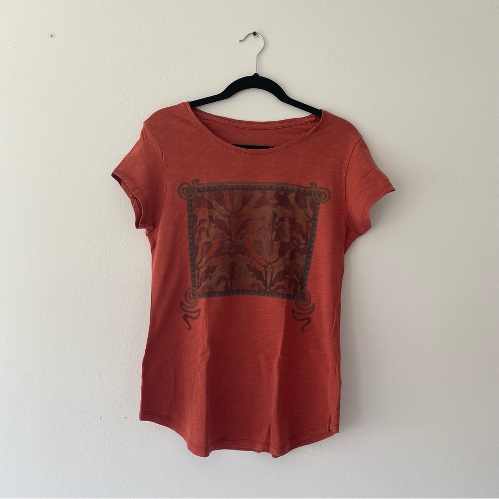 Burnt Red Patterned Short-Sleeve